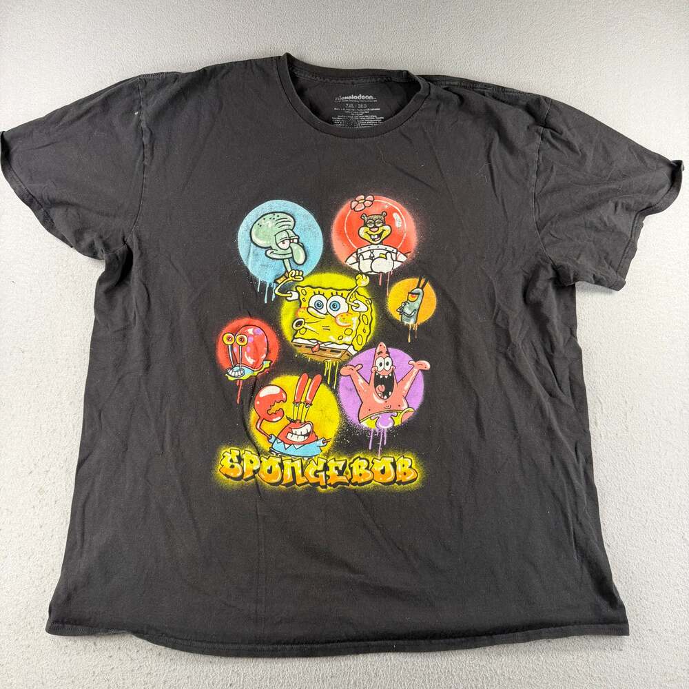 Nickelodeon SpongeBob SquarePants T Shirt Men 2XL Black Graffiti Cartoon Graphic